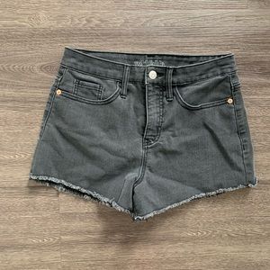 Black denim shorts